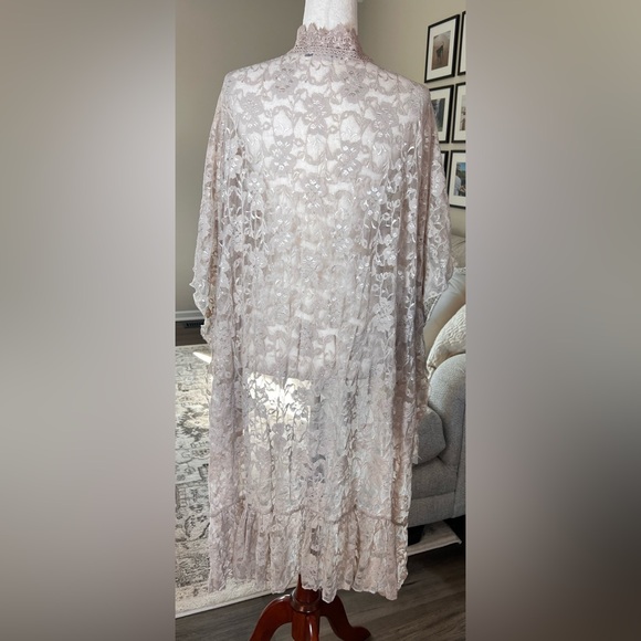 Origami by Vivien Floral Lace Hi Low Duster Boho Fairy Whimsy One Size - Picture 7 of 12